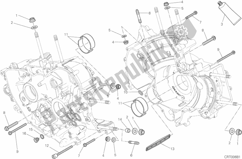 All parts for the 10a - Half-crankcases Pair of the Ducati Superbike Panigale R USA 1199 2016